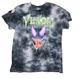 Marvel Venom Men’s Graphic T-Shirt Size L 100%Cotton Black Green Purple Tie Dye